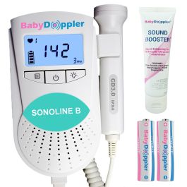 Sonoline B Fœtal Doppler Bébé Moniteur de Fréquence Cardiaque Rose Sonde  3MHz, Moniteur Cardiaque de Bébé, Rétro-Éclairage LCD, Gel par Baby Doppler